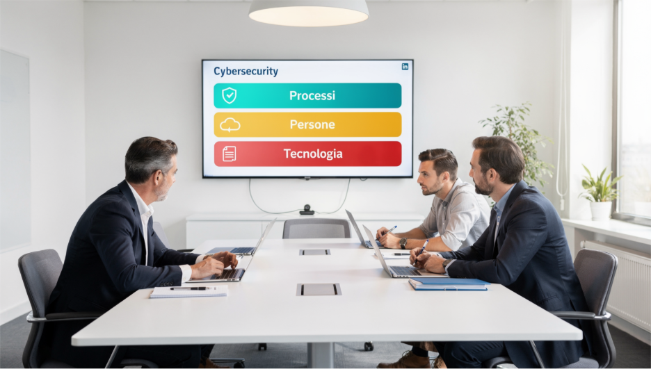 Meeting aziendale con presentazione su Cybersecurity: Processi, Persone, Tecnologia