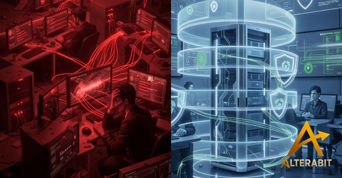 Infografica difesa in profondità: confronto tra azienda senza e con stratificazione della sicurezza