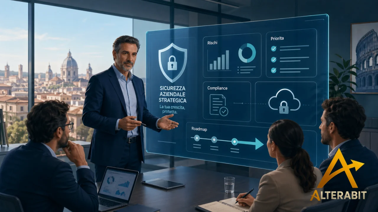 Consulente presenta al management rischi, compliance e roadmap della sicurezza aziendale